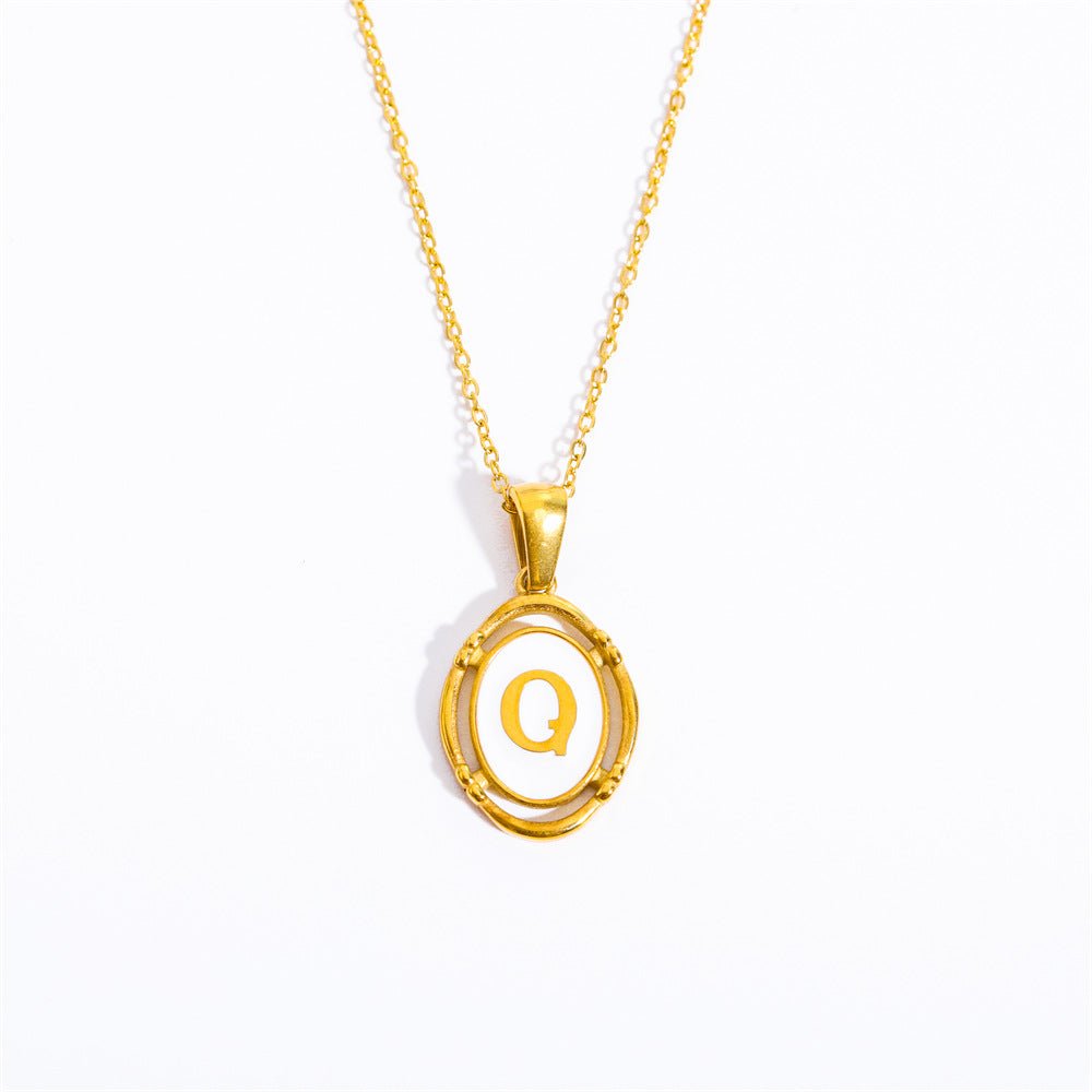 White Enamel & Gold Charm Necklace - Shapelys