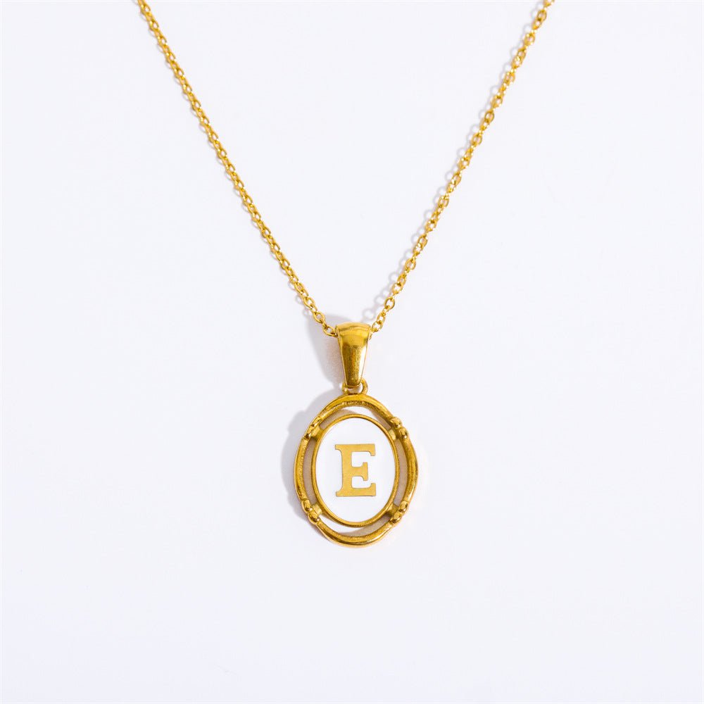 White Enamel & Gold Charm Necklace - Shapelys